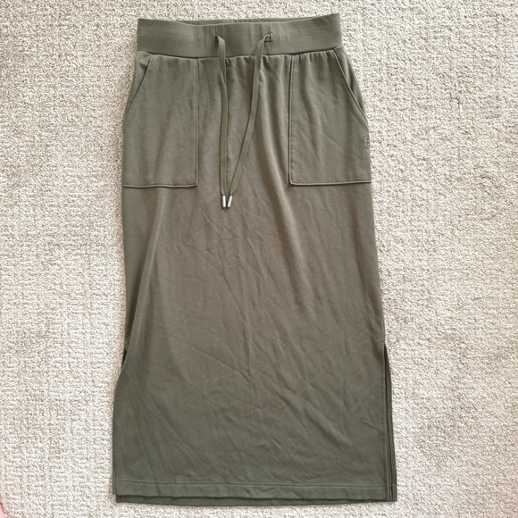 cozy earth Dresses & Skirts - Cozy Earth Brushed Bamboo XS Olive Green Midi Skirt Drawstring Comfy Athleisure